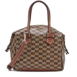 Moreau Paris Brown Check Top-Handle Satchel Bag-with strap. Rare find